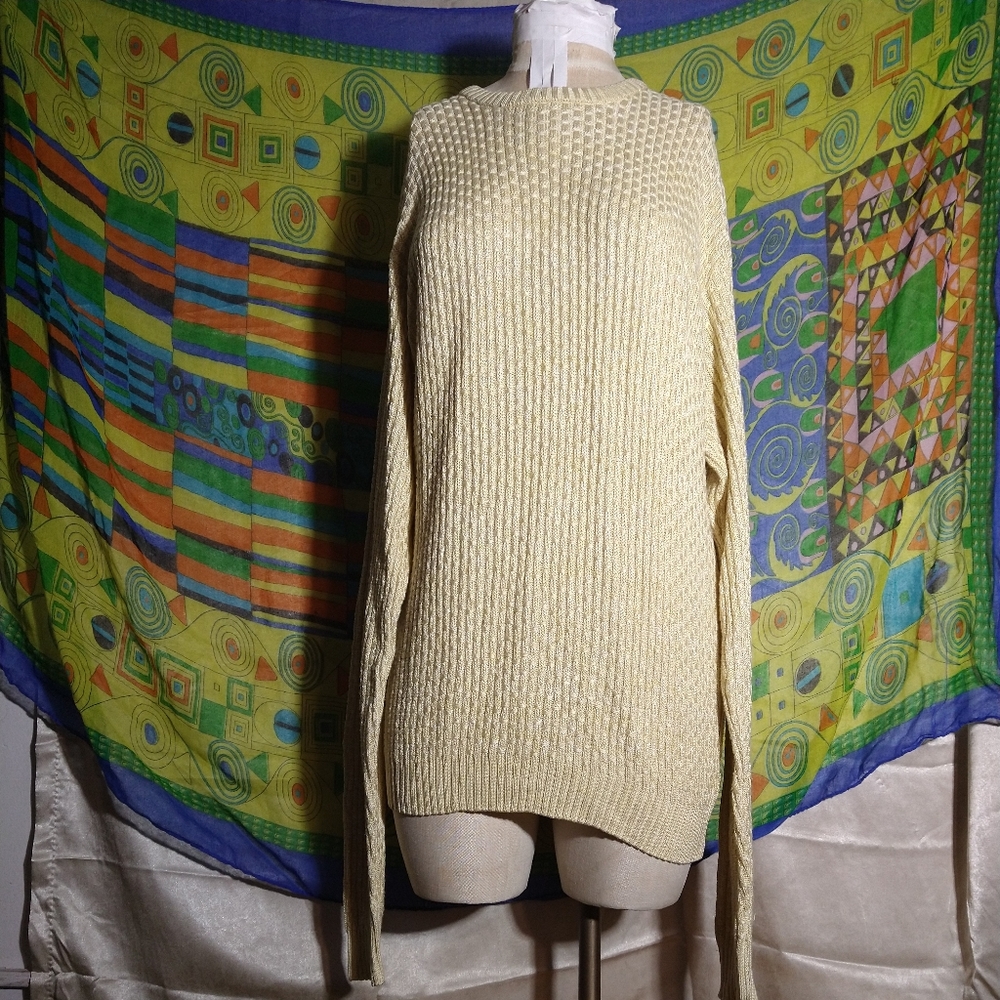 Vintage 40s 50s 100% Silk Saks Fifth Avenue Super Soft Light Yellow Long Sweater